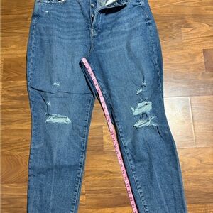 Old Navy High Rise O.G. Straight Blue Jeans Womens 16 Distressed Cut-Offs sz.16